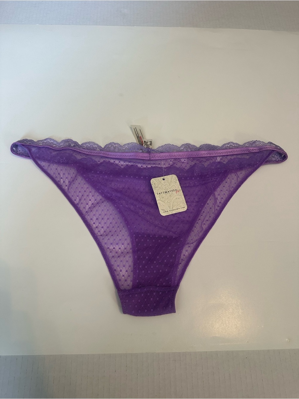 Free People Intimately Mid Week Sheer Mesh Bikini Panty Purple Size L NWT